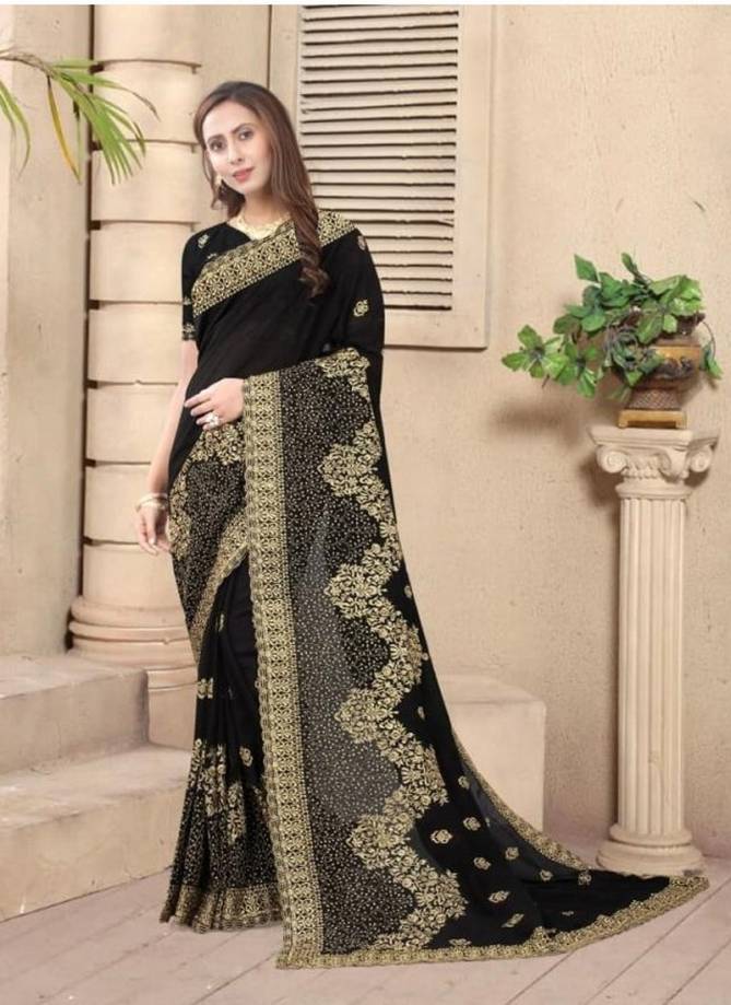 NARI NATURAL Latest Fancy Wedding Wear Vichitra Bloming Silk Heavy jari Embroidery Work With Stone Work Designer Saree Collection
